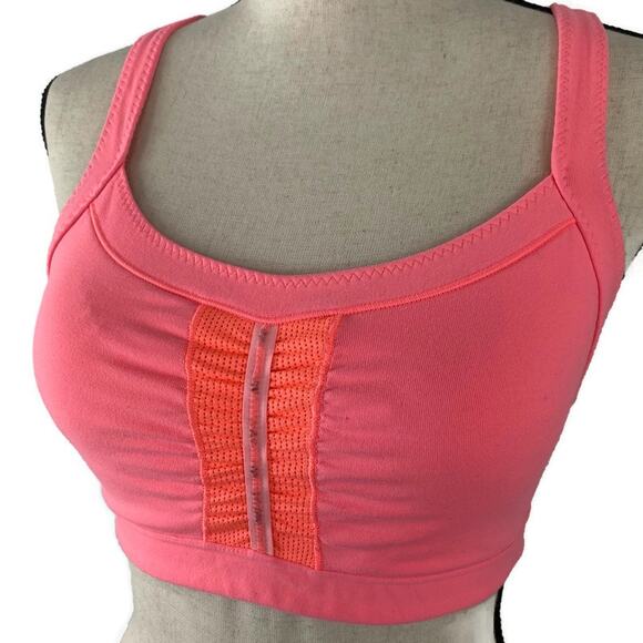 Athleta Freedom Sports Bra Criss Cross Back Rare Coral Pink 964640 Womens Sz Sm - Picture 1 of 13